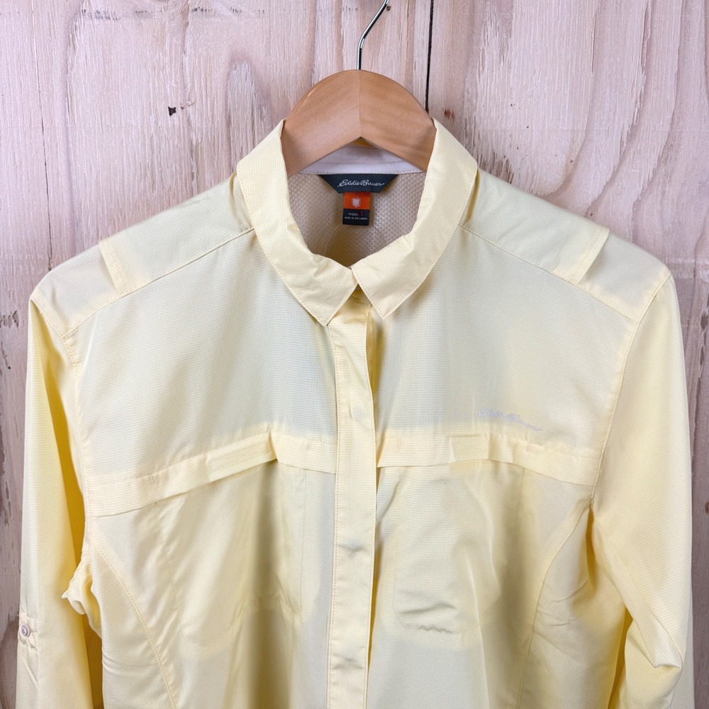 Eddie Bauer Guide Shirt Womens S Yellow WR Guide UPF 2.0 Hiking Fishing Active